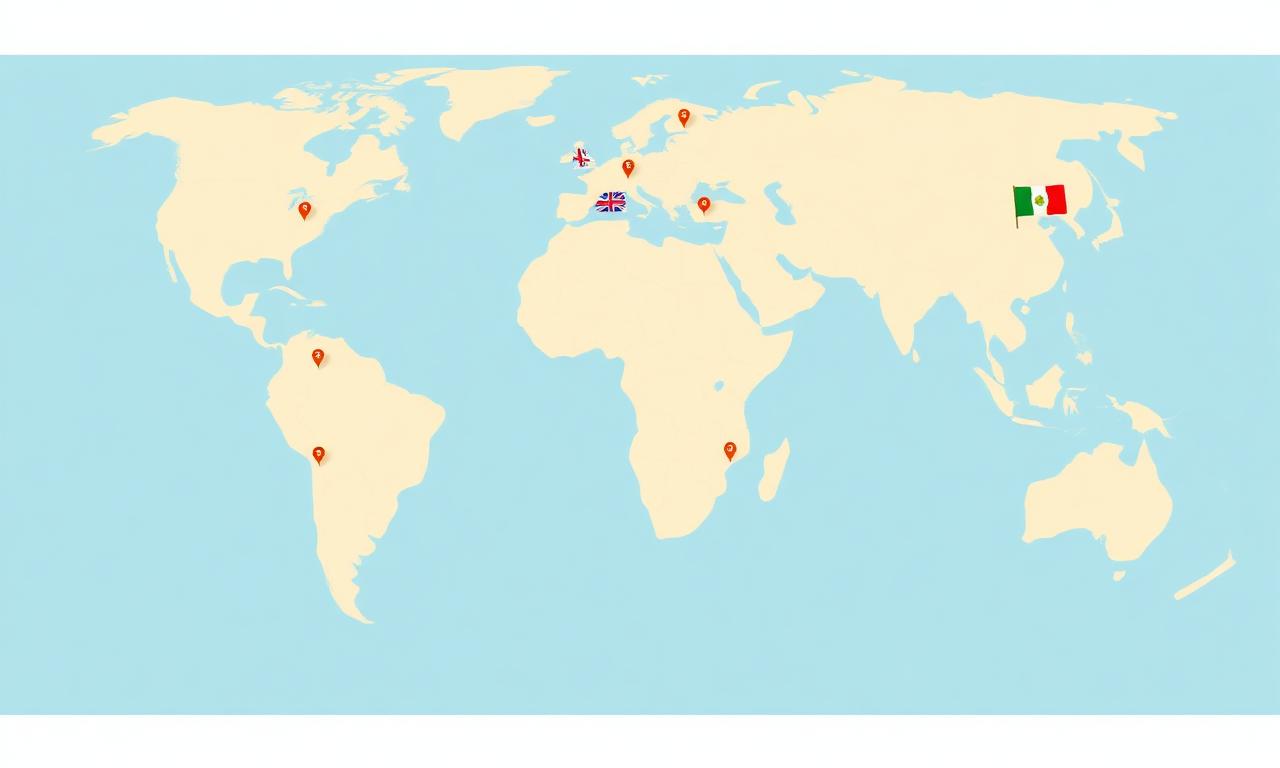 World map showing operator availability across countries